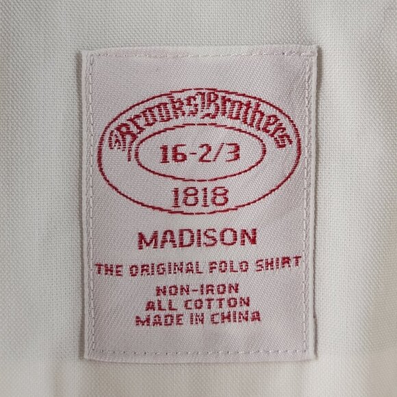 Brooks Brothers White Non-Iron 16 32/33 All Cotton Madison Button-Down Men Shirt - Picture 9 of 16